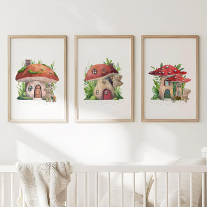 Set of 3 Whimsical Woodland Nursery Art Prints, 160
