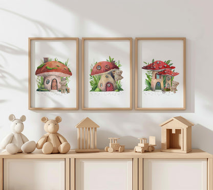 Set of 3 Whimsical Woodland Nursery Art Prints, 160