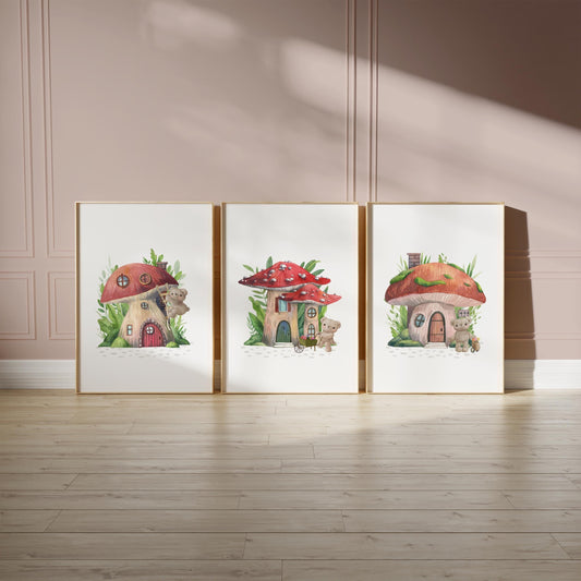 Set of 3 Whimsical Woodland Nursery Art Prints, 160