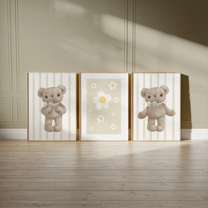 Teddy Bear Nursery Print Set, Children's Wall Decor N189