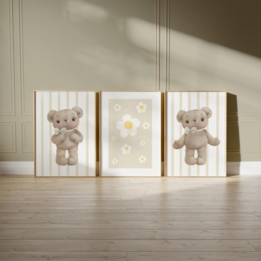 Teddy Bear Nursery Print Set, Children's Wall Decor N189