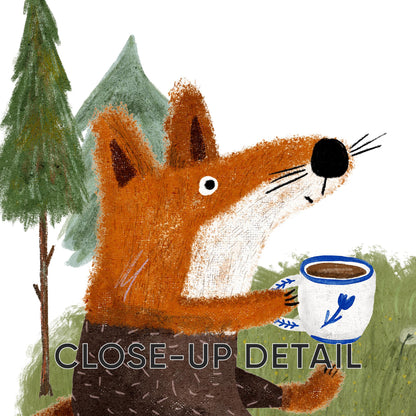 Set of 3 Nursery Woodland Art Prints, Fox Tea party Wall Art Print for Children Room, Kids Poster, Storybook Decor, Forest animal Art N192