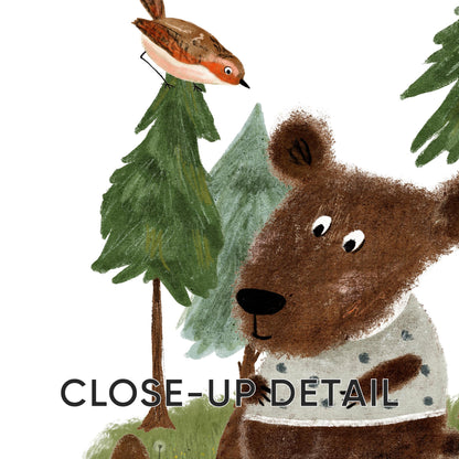 Set of 3 Nursery Woodland Art Prints, Bear Family Wall Decor, Storybook Poster, Forest animal Art, Playroom Themes, Kids Nature Posters N193