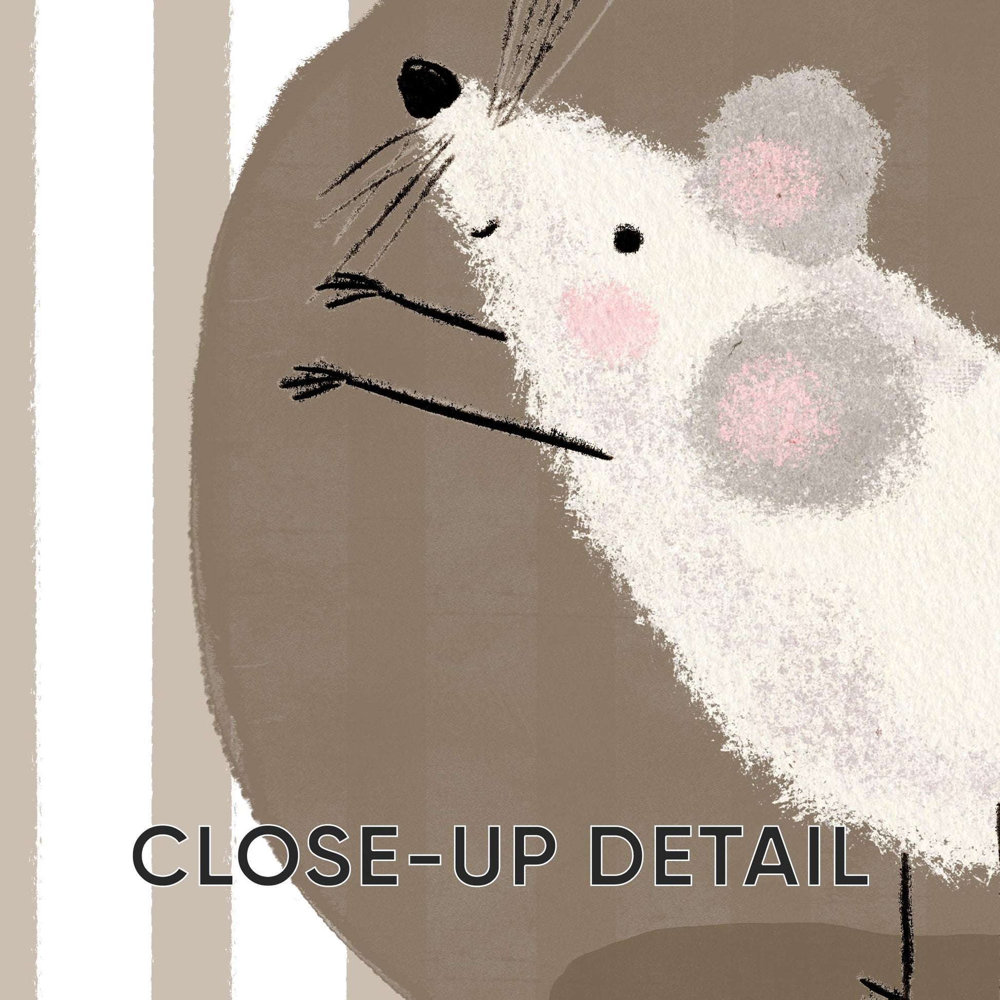 Mouse Nursery Wall Art, Neutral Striped Prints Set of 3, Whimsical Animal Kids Room Decor, Gender Neutral Baby Room Art N195