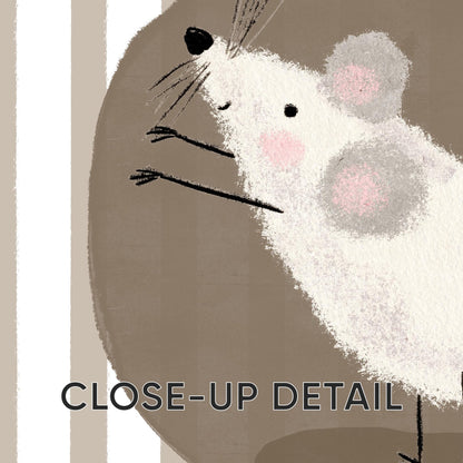 Mouse Nursery Wall Art, Neutral Striped Prints Set of 3, Whimsical Animal Kids Room Decor, Gender Neutral Baby Room Art N195