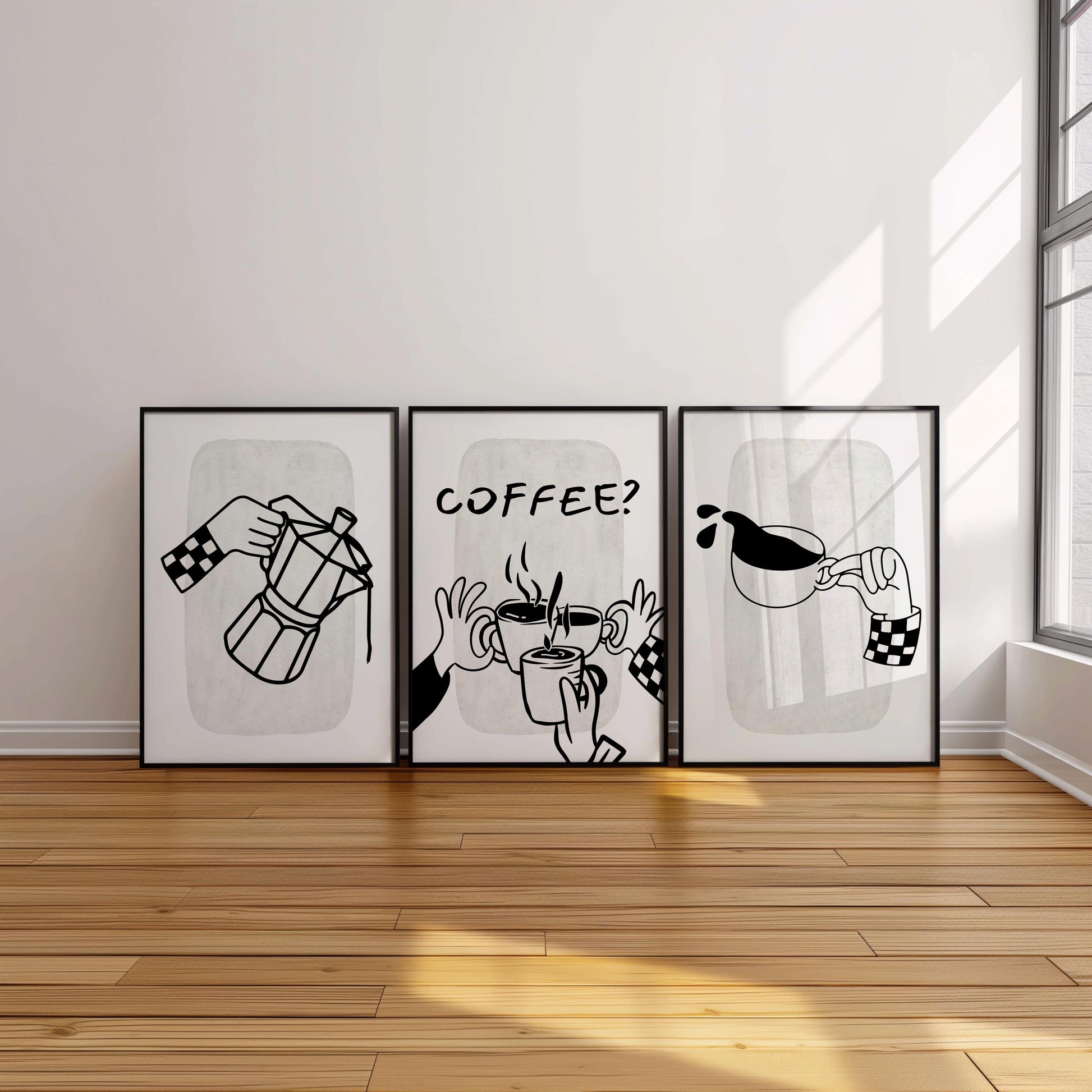 Set of 3 Coffee Print, Trendy Wall Art, Coffee Kitchen Posters, Coffee Shop Decor, Coffee Lover Gift, Coffee Cup Print, Espresso Art D119