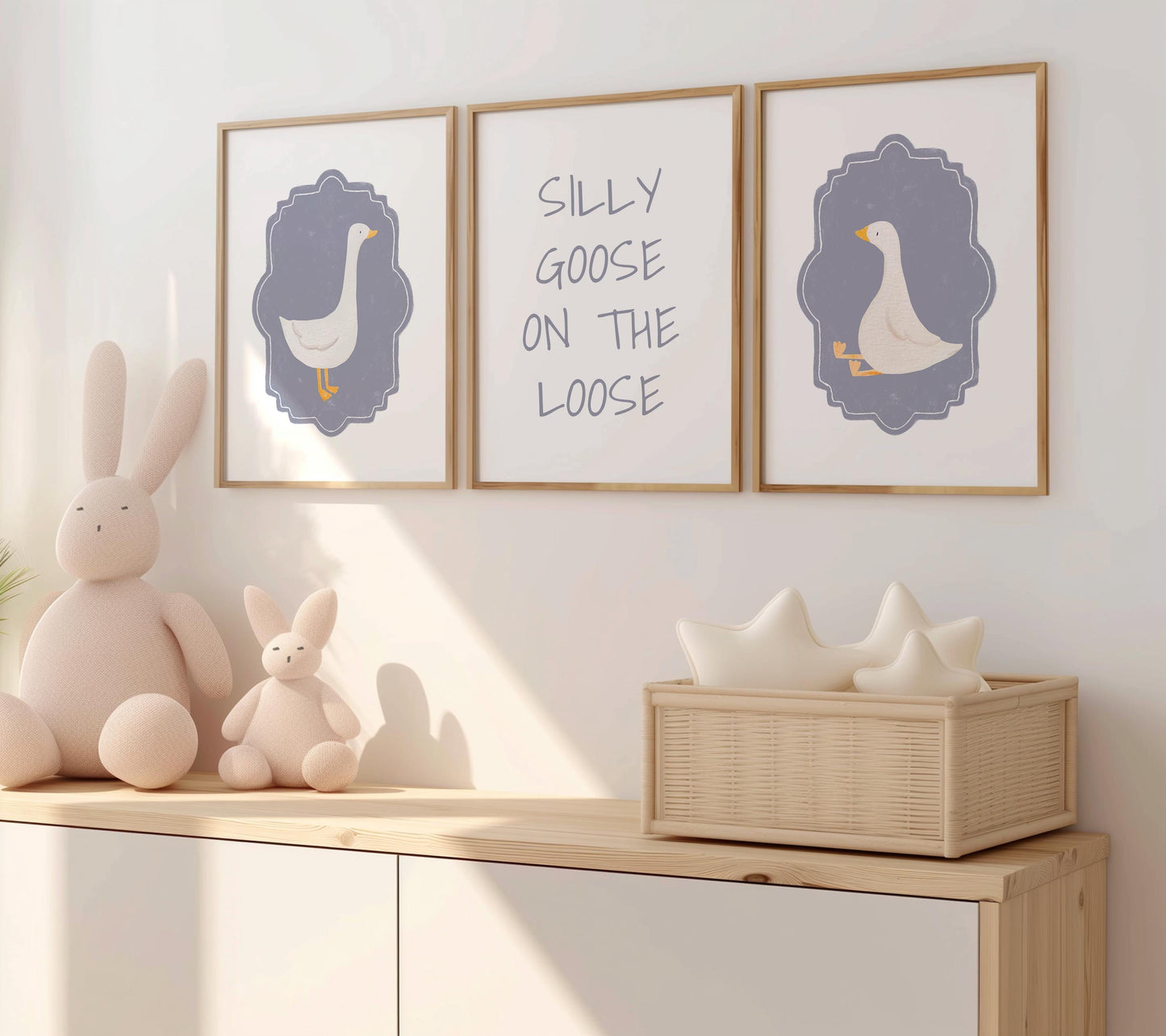 Silly Goose Print Set, Pastel Nursery Wall Art N231