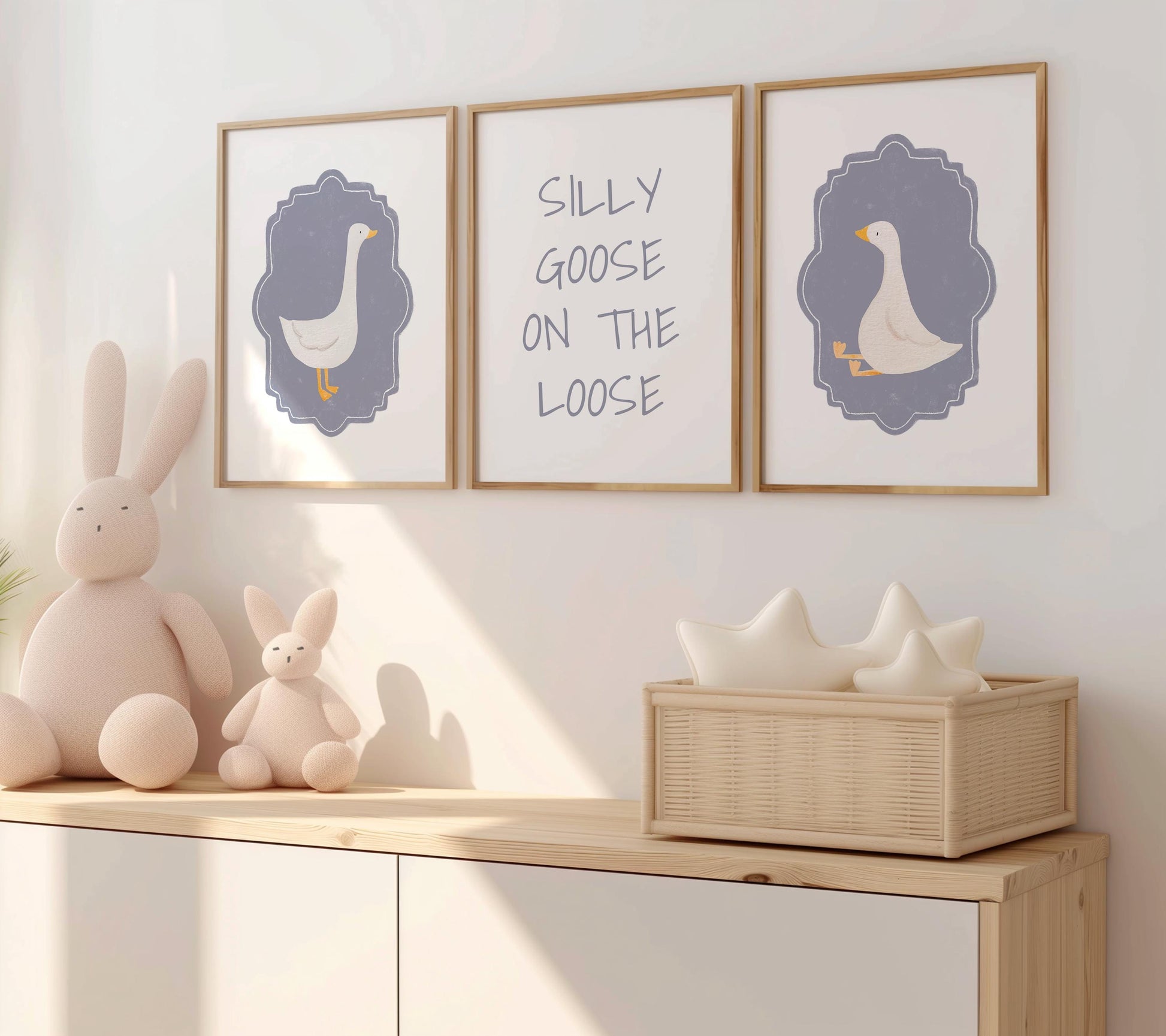 Silly Goose Print Set, Pastel Nursery Wall Art N231