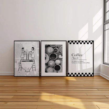 Coffee Bar Decor Wall Art, Set of 3 Coffee Posters, Groovy Retro Espresso Poster D122
