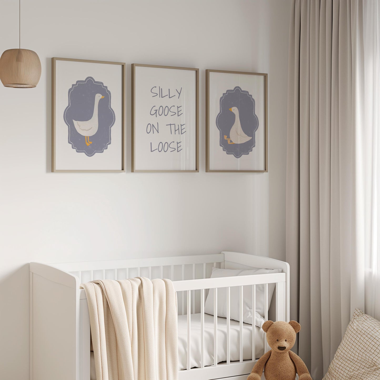 Silly Goose Print Set, Pastel Nursery Wall Art N231