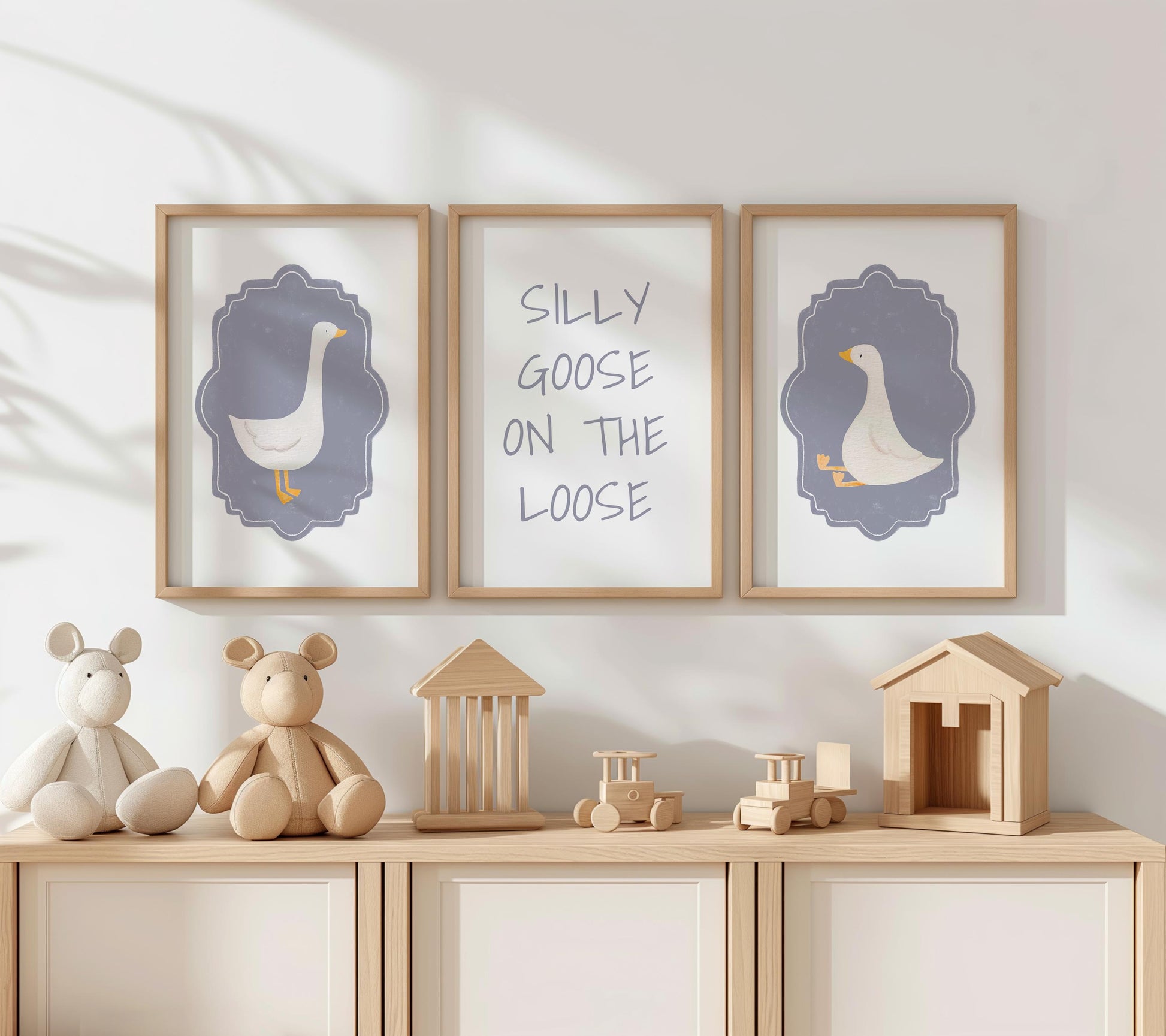 Silly Goose Print Set, Pastel Nursery Wall Art N231