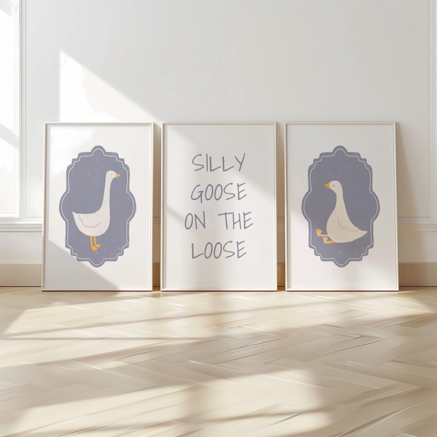 Silly Goose Print Set, Pastel Nursery Wall Art N231