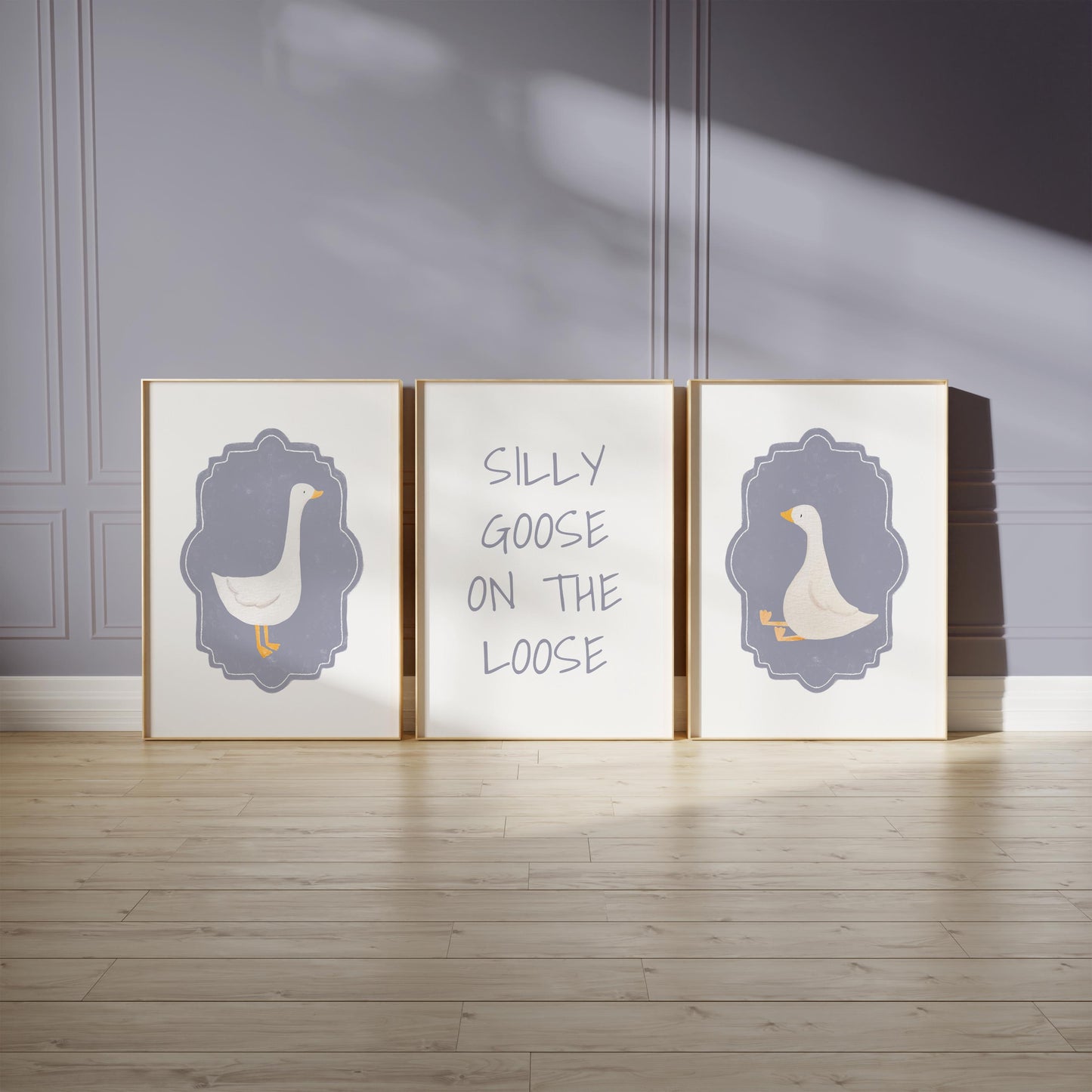 Silly Goose Print Set, Pastel Nursery Wall Art N231