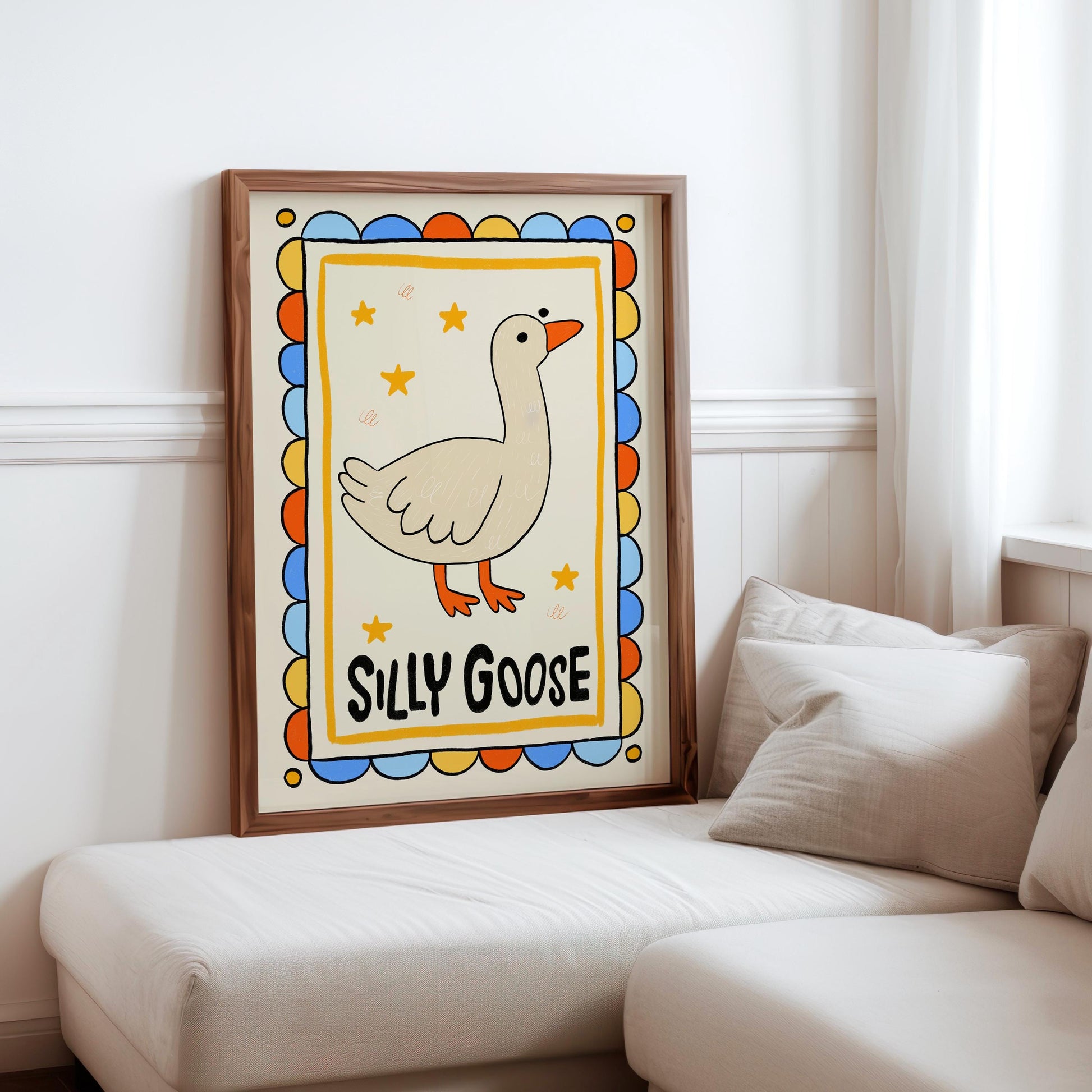 Silly Goose Nursery Print, Retro Animal Poster MR7