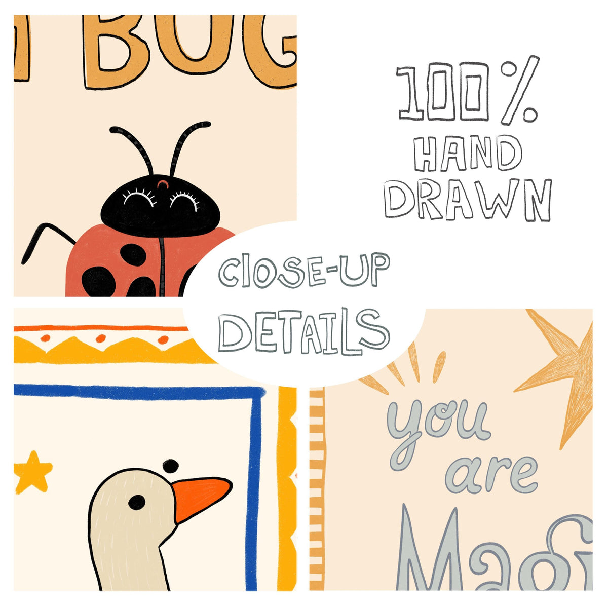 Silly Goose Print, Snug As A Bug Nursery Decor, Quirky Wall, Trendy Magic Art, Rustic Art, Whimsical Kids