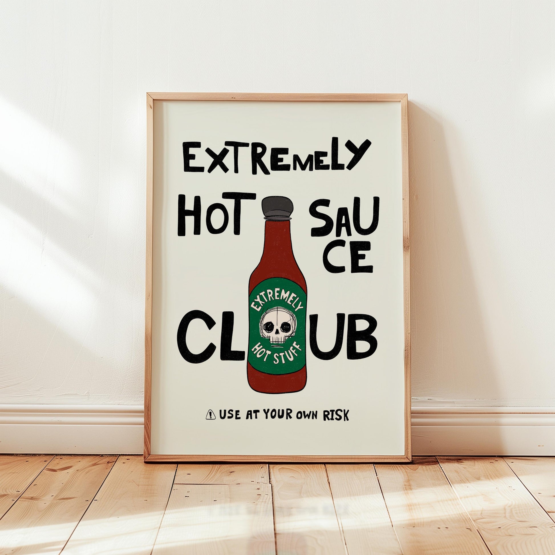 Hot Sauce Club Art Print, Spicy Kitchen Poster, Funny Food Illustration MR15