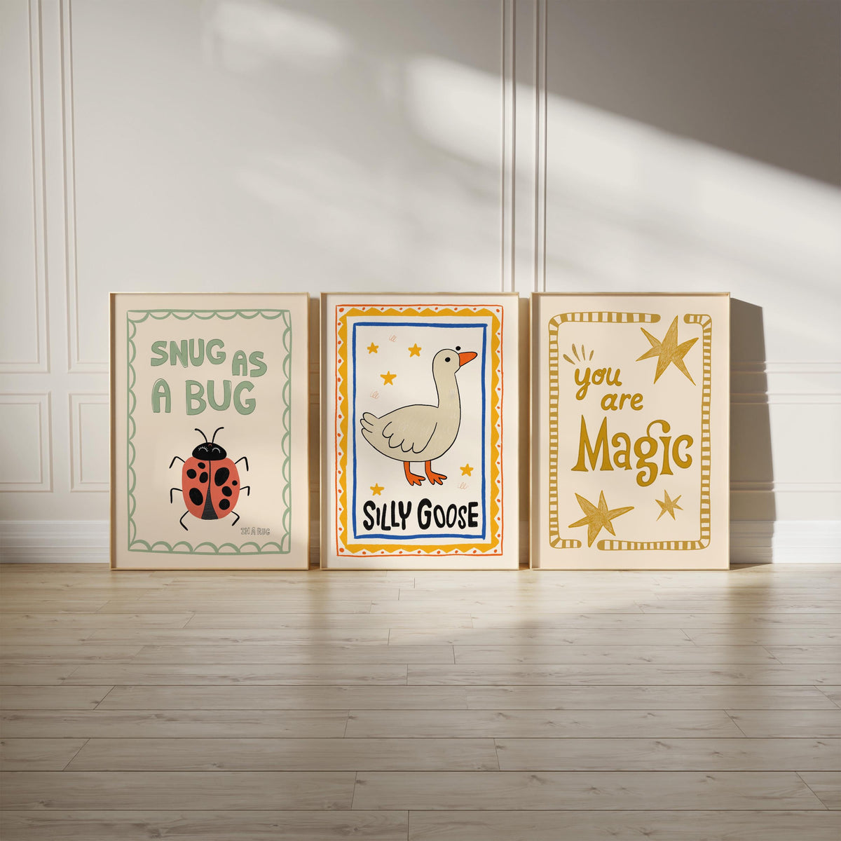 Silly Goose Print, Snug As A Bug Nursery Decor, Quirky Wall, Trendy Magic Art, Rustic Art, Whimsical Kids