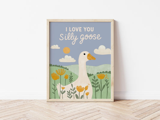 Silly Goose Print, Whimsical Nursery Art, Cottagecore Decor MR14
