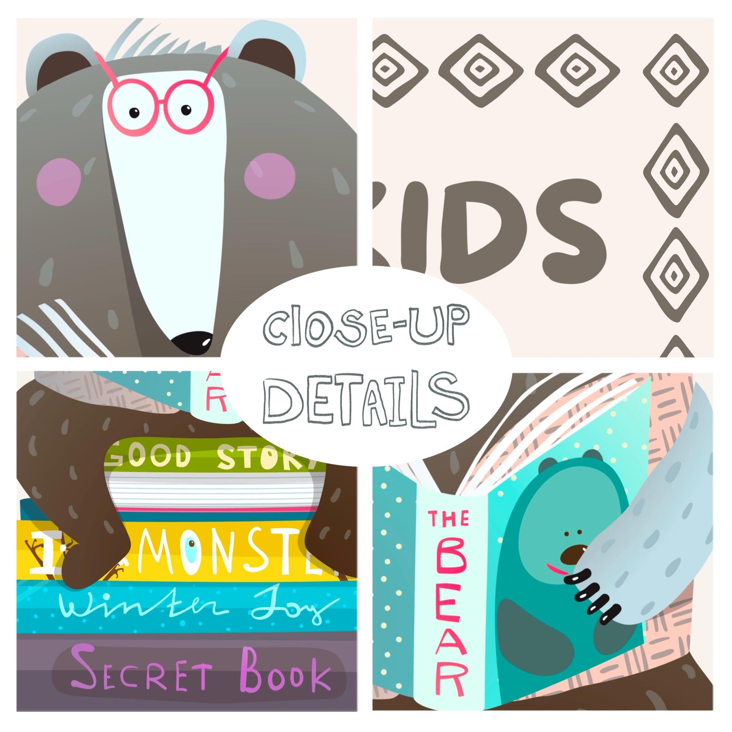 Cool Kids Read Books Print, Reading Poster, Kids Book Nook Art MR17
