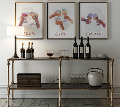 Cocktail Art Prints Set of 3 | Hand-Illustrated Bar Cart Decor (D127)