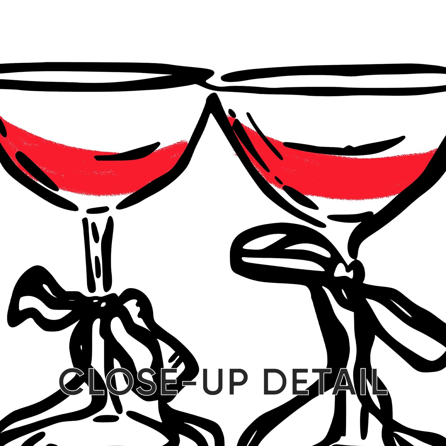 Romantic Line Art Print Set – Cupid, Candles, Wine (Shipped Print) D130