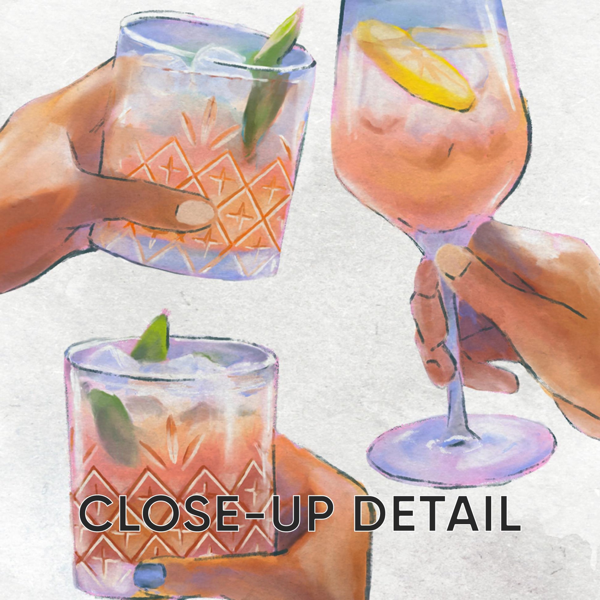 Cocktail Art Prints Set of 3 | Hand-Illustrated Bar Cart Decor (D127)