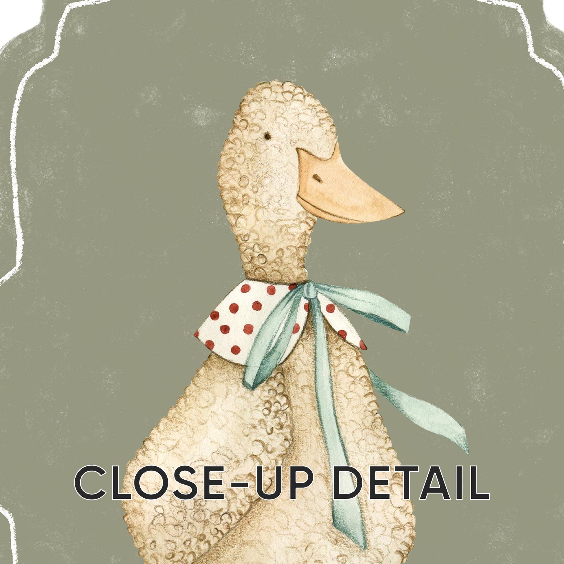 Vintage Farmhouse Goose Nursery Print, Plaid Floral Wall Art N234