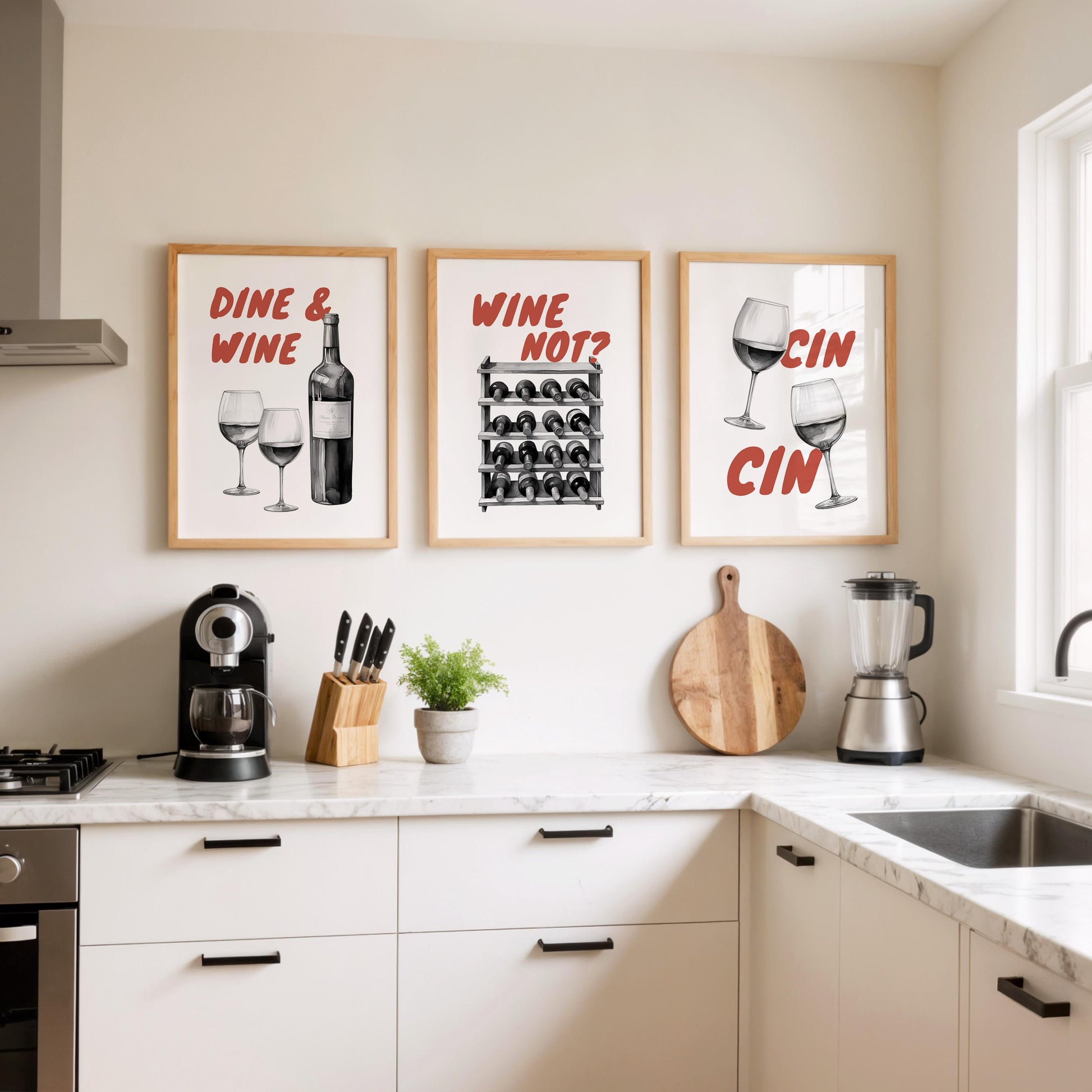 Funny Wine Art Print Set, Kitchen Bar Decor (Unframed) d132