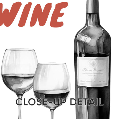 Funny Wine Art Print Set, Kitchen Bar Decor (Unframed) d132
