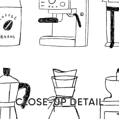 Black and White Coffee Art Print Set – Espresso & Moka Pot D134
