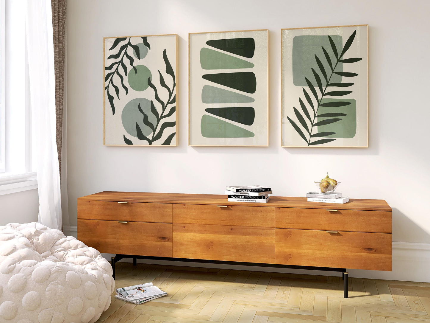 Boho Abstract Prints, Set of 3 Boho Wall Art, Calming Sage Green Home Wall Decor, Floral Posters, Minimalist Earthy geometric prints B27