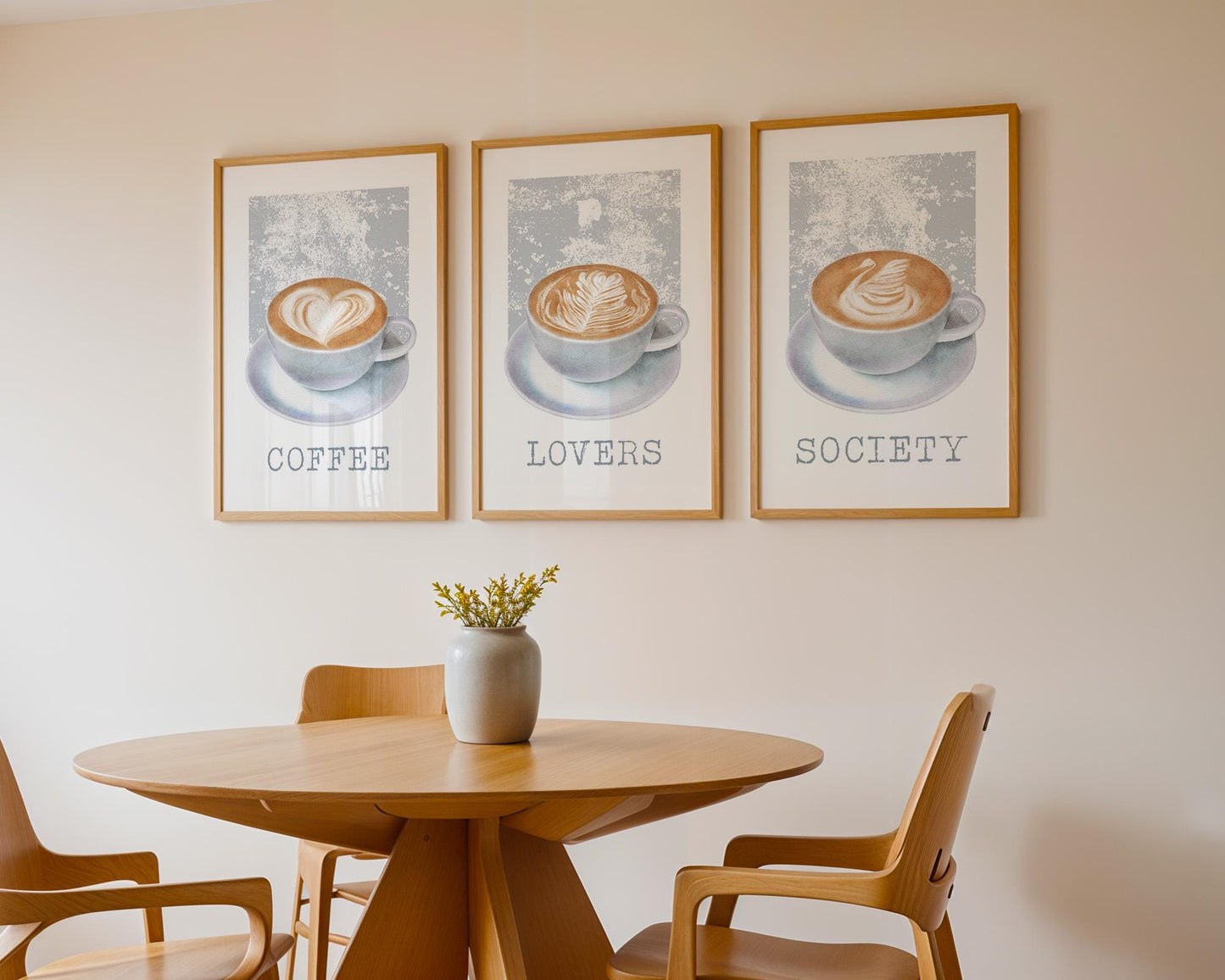 Latte Art Print Set – Scandinavian Coffee Posters, Neutral Decor D138