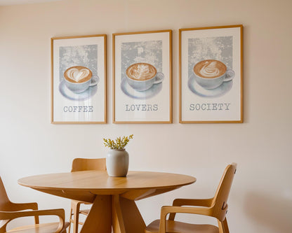 Latte Art Print Set – Scandinavian Coffee Posters, Neutral Decor D138