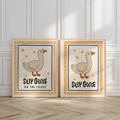 Silly Goose On The Loose Print, Goose Nursery Poster, Kids Room Decor MR6