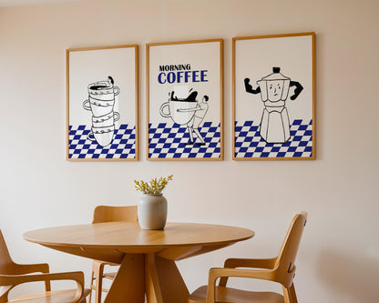 Funny Coffee Prints Set, Espresso Kitchen Wall Art, Minimalist Cafe Decor D120