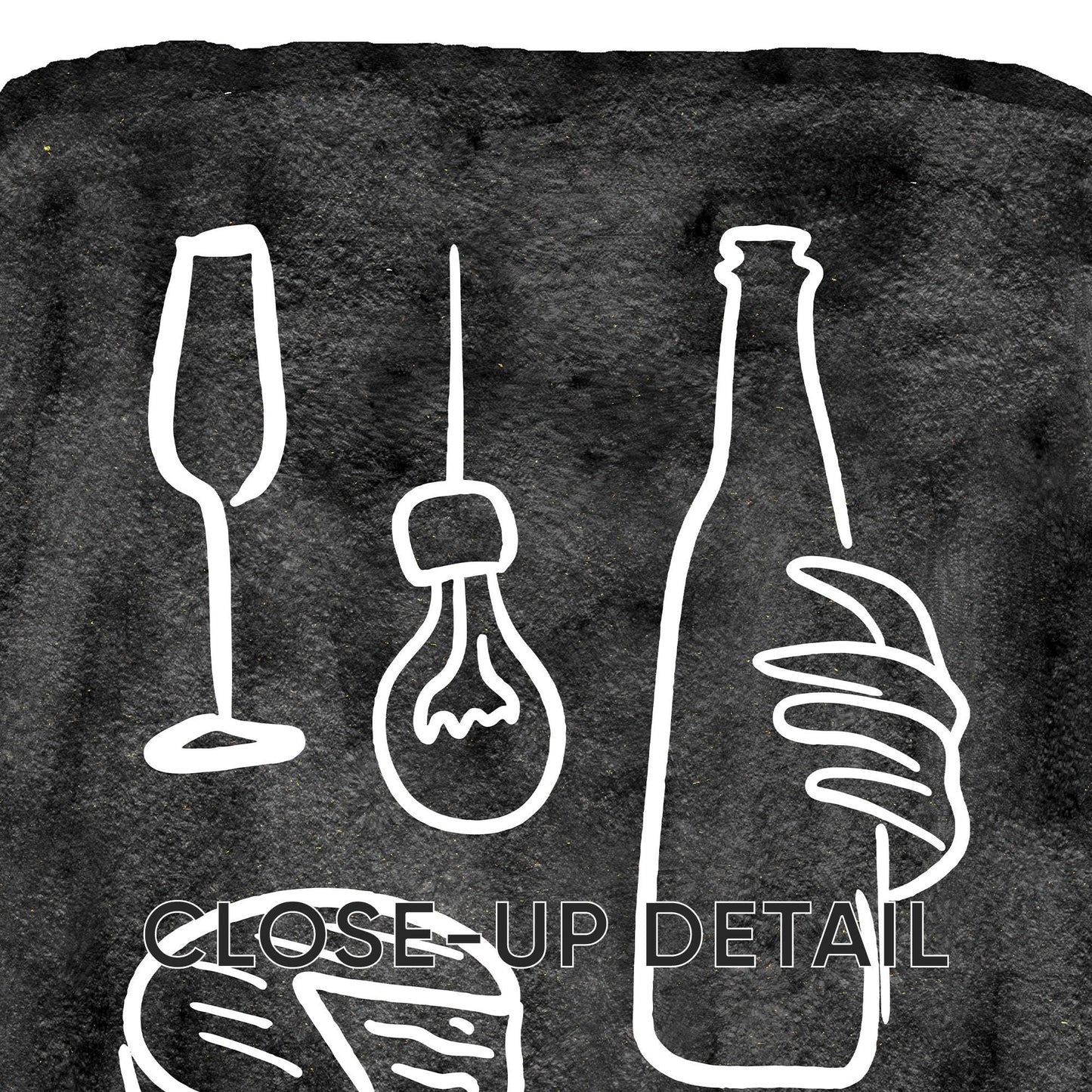 Minimalist Food & Wine Wall Art Set of 3 – Chalkboard Kitchen Prints, Dining Room Decor, Bar Poster, Modern Line Art, Black White Art D131
