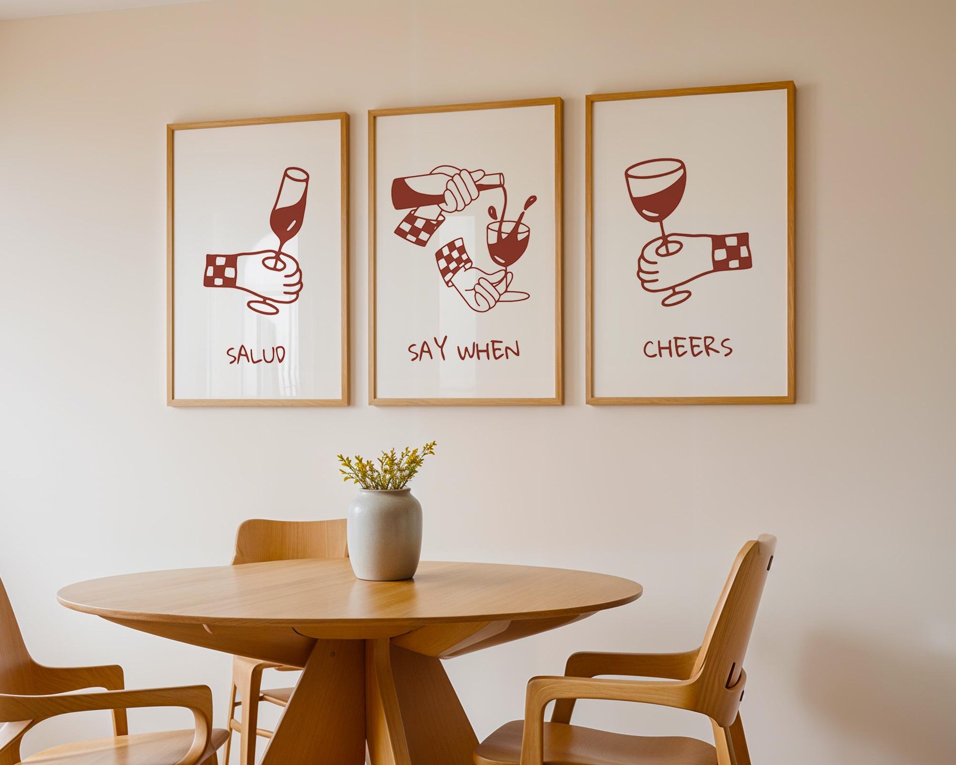 Minimalist Wine Art Print Set – Funny Bar & Kitchen Wall Decor D142