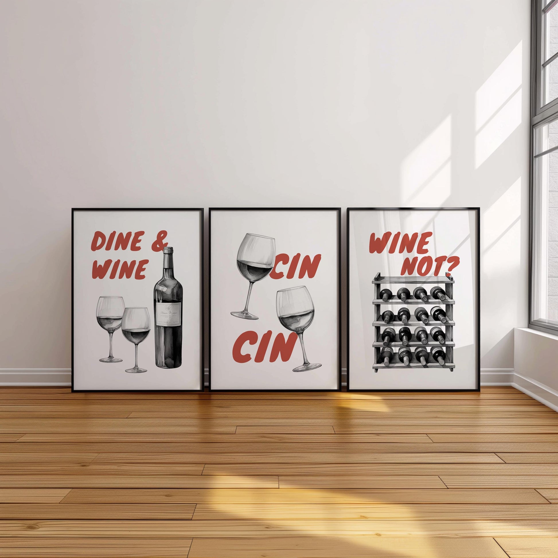 Funny Wine Art Print Set, Kitchen Bar Decor (Unframed) d132