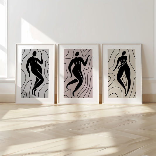 Gallery Wall Art Set – Minimalist Nude Silhouette Prints in Neutral Tones, Scandinavian Decor for Bedroom or Living Room B38