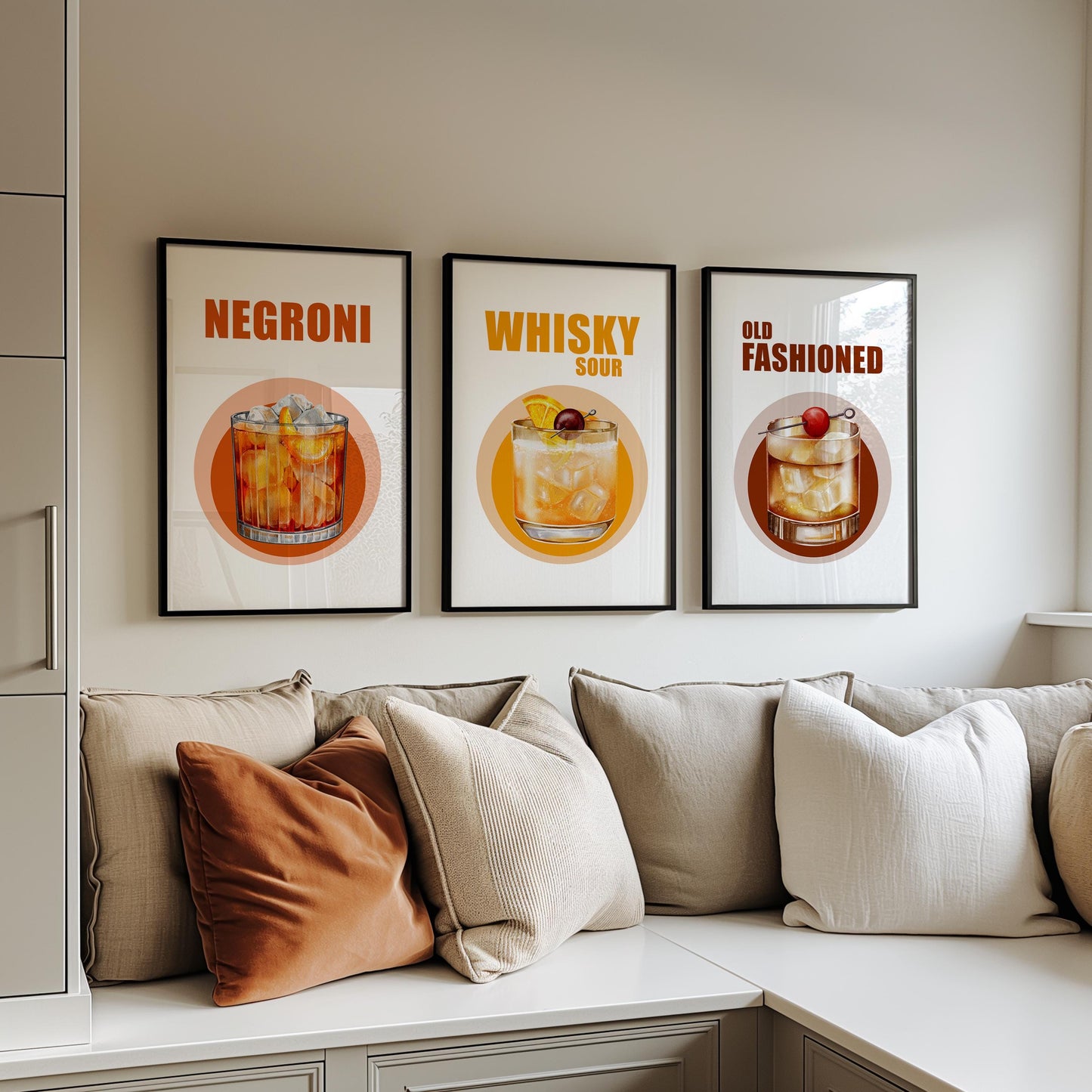 Cocktail Art Prints – Retro Bar Decor, Set of 3 (D145)