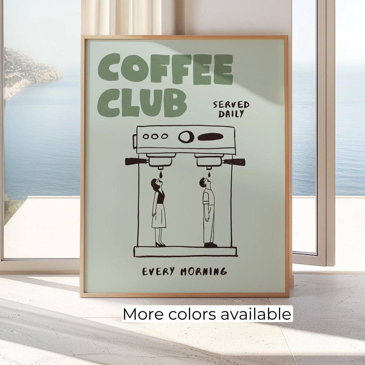 Coffee Club Retro Kitchen Print, Hand Drawn Cafe Poster, Coffee Lover Wall Art MR3