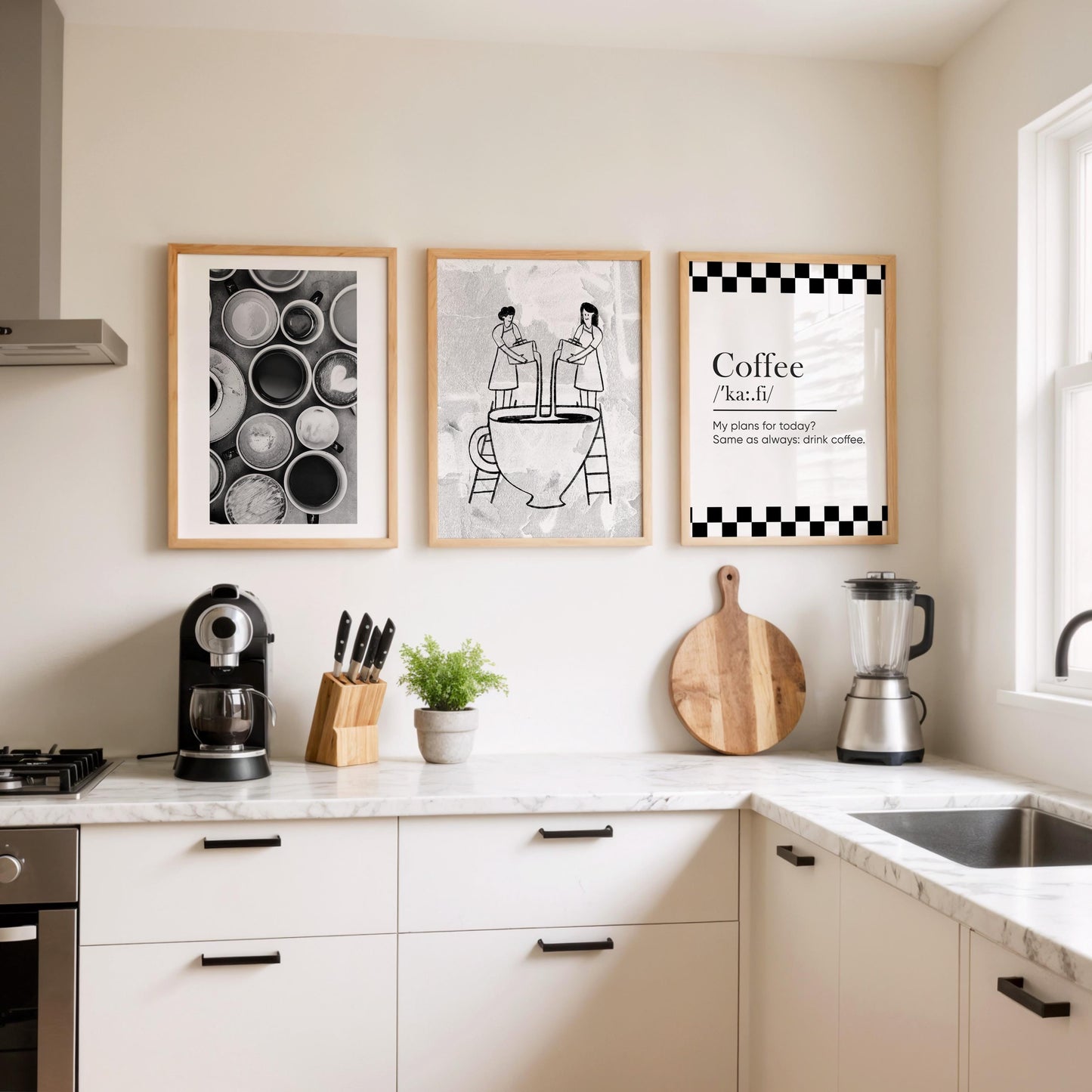 Coffee Bar Decor Wall Art, Set of 3 Coffee Posters, Groovy Retro Espresso Poster D122