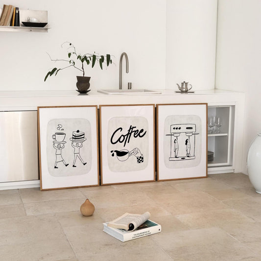 Coffee Wall Print, Trendy Kitchen Posters, Fun Retro Coffee Shop Decor, Coffee Lover Gift, Minimalist Coffee Cup Print, Espresso Art D121