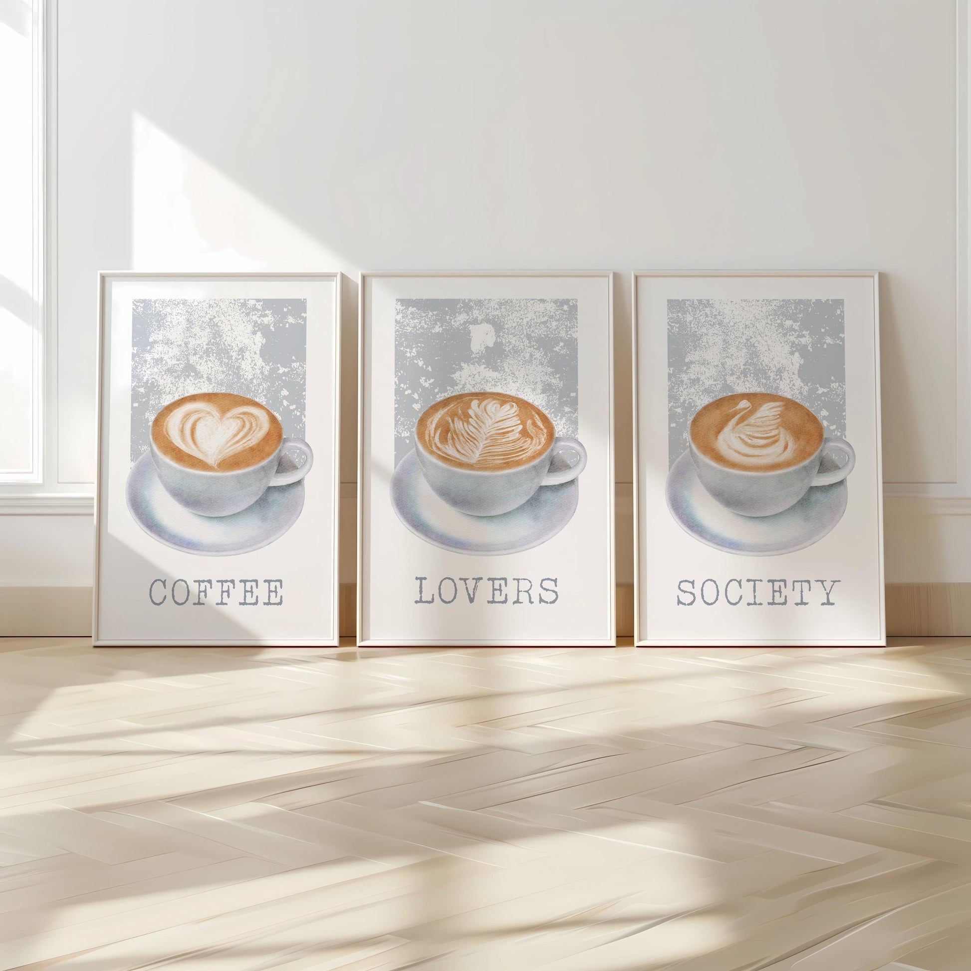 Latte Art Print Set – Scandinavian Coffee Posters, Neutral Decor D138
