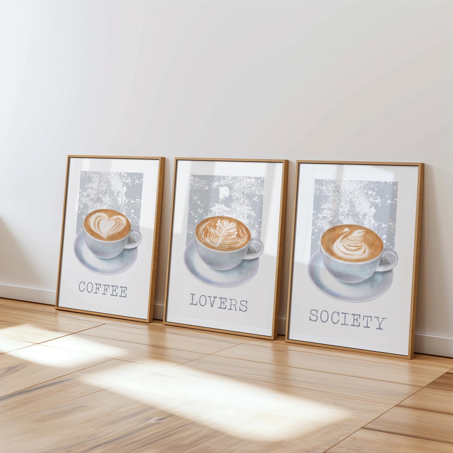 Latte Art Print Set – Scandinavian Coffee Posters, Neutral Decor D138