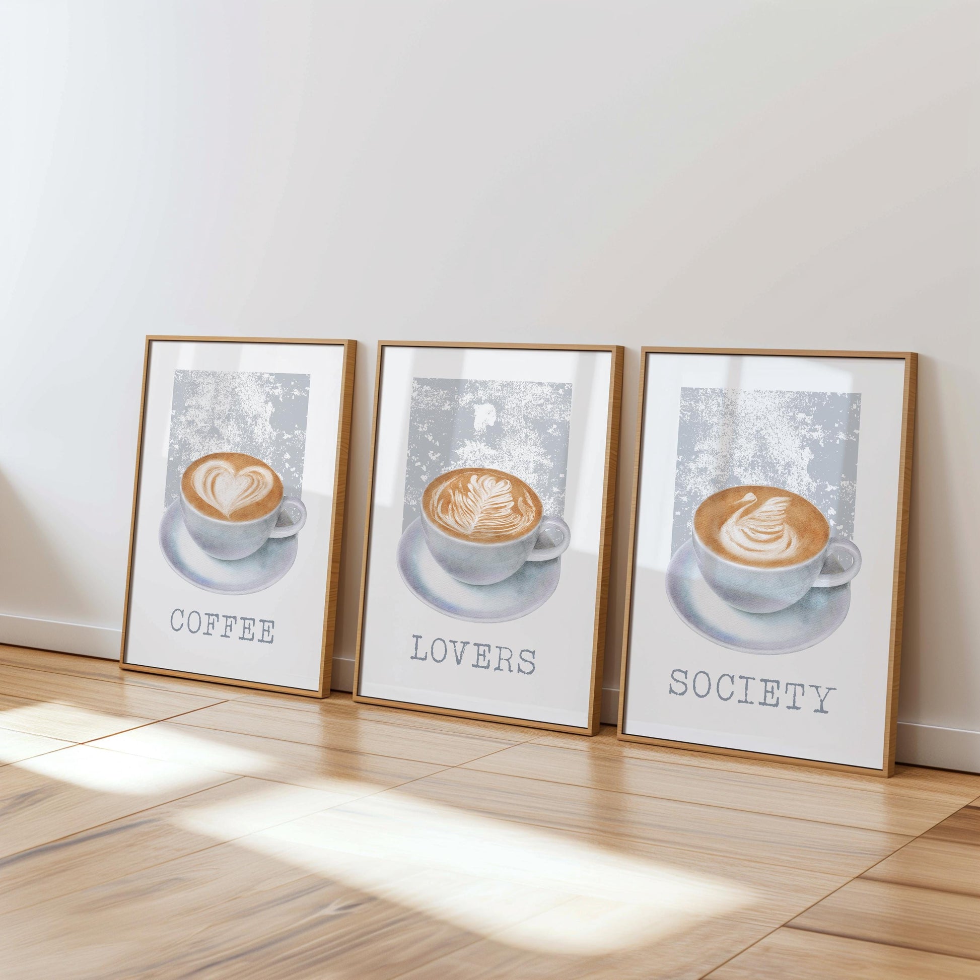 Latte Art Print Set – Scandinavian Coffee Posters, Neutral Decor D138