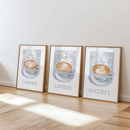 Latte Art Print Set – Scandinavian Coffee Posters, Neutral Decor D138