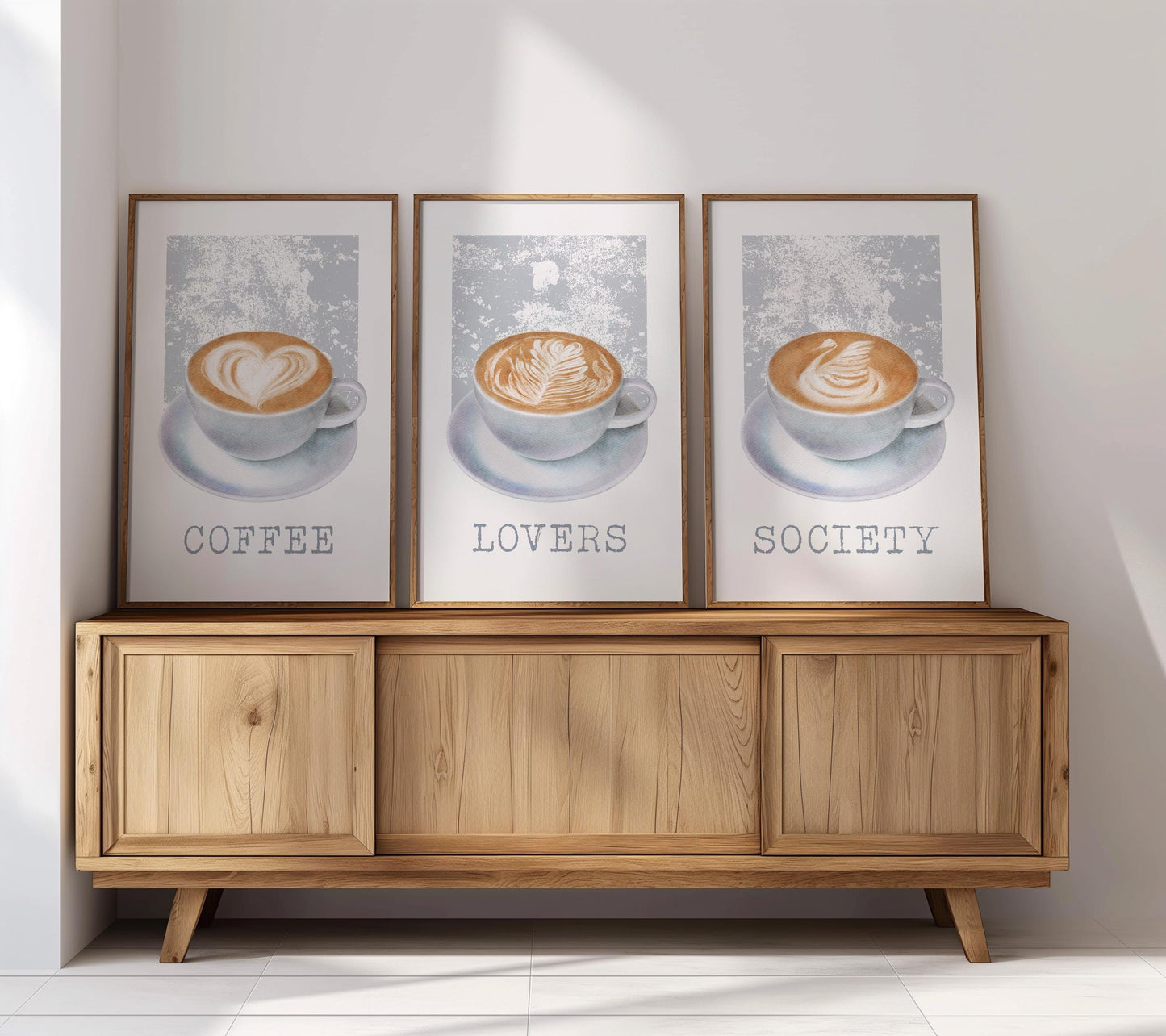 Latte Art Print Set – Scandinavian Coffee Posters, Neutral Decor D138