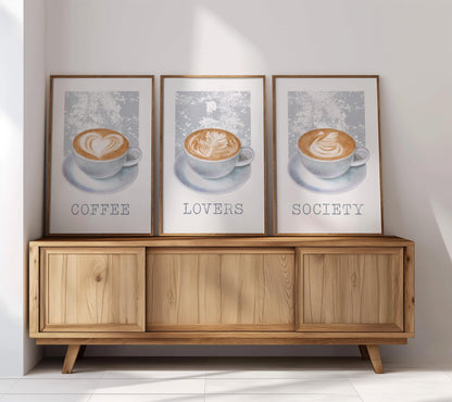 Latte Art Print Set – Scandinavian Coffee Posters, Neutral Decor D138