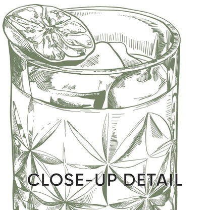 Green Kitchen Print Set, Cocktail Glass, Lime Slice, Bar Decor D147